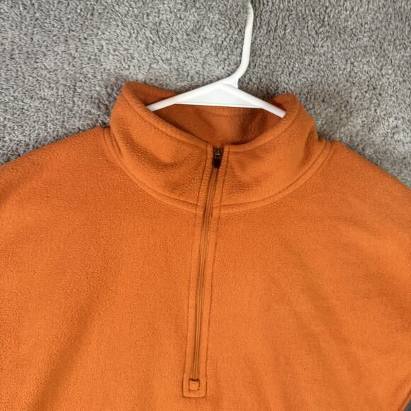LL Bean Pullover Mens Medium Orange Gray Fleece Quarter Zip Colorblock Mock Neck - Picture 4 of 10